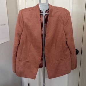NEW CHICO'S Mauve Soft Faux Suede Open Front Heidi Jacket Blazer Sz 3